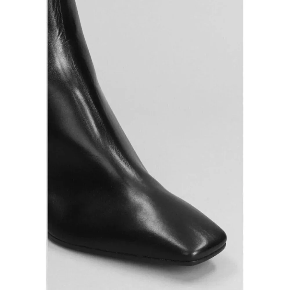 FABIO RUSCONI High Heels Ankle Boots In Black Leather Size 41/11